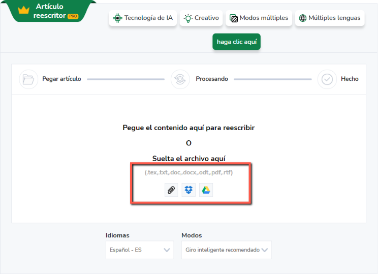 carga de archivos